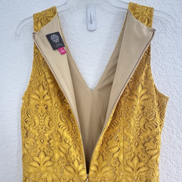 Vince Camuto Lace Fit & Flare Mini Dress Womens‎ Size 8 Mustard Yellow Party Fun - Picture 5 of 13